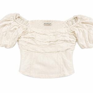 Abercrombie & Fitch off shoulder linen ruffle summer crop top women small S